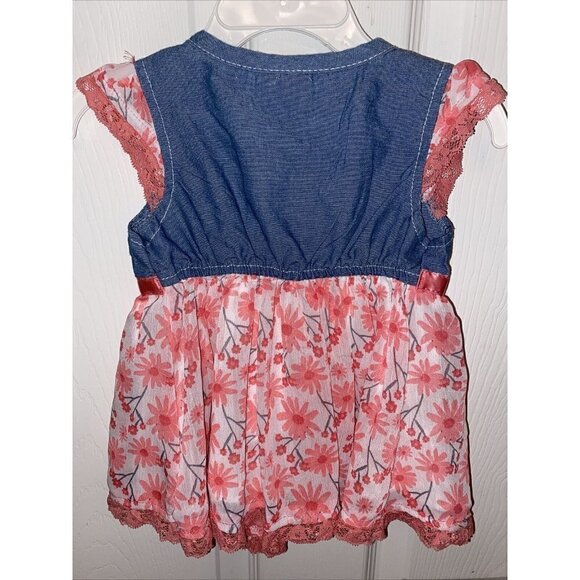 t baby girls DDG DARLINGS casual cap sleeve floral buttons dress 18M - Picture 2 of 2